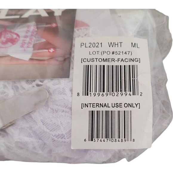 Love Hurts M/L Nurse Costume Set Hat Teddy Garter Skirt & Panties White Lingerie - Picture 9 of 13